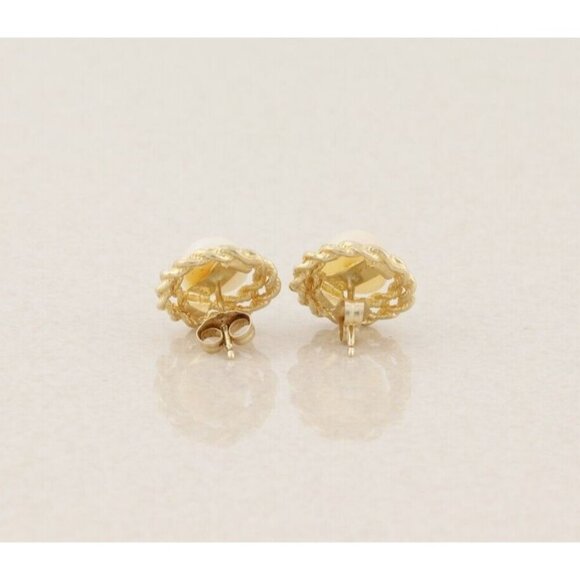 14k Yellow Gold Freshwater Pearl Earrings Stud Post - Picture 7 of 8